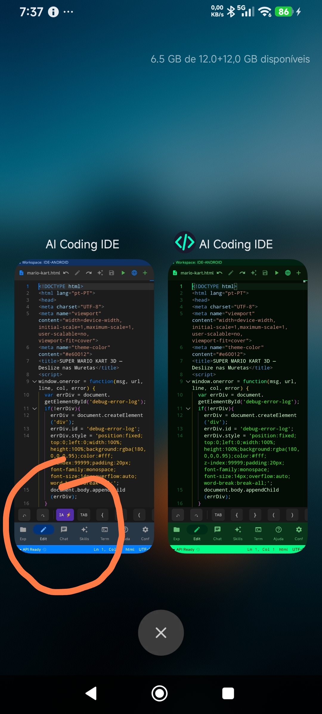 AI Coding IDE em Ação no Smartphone